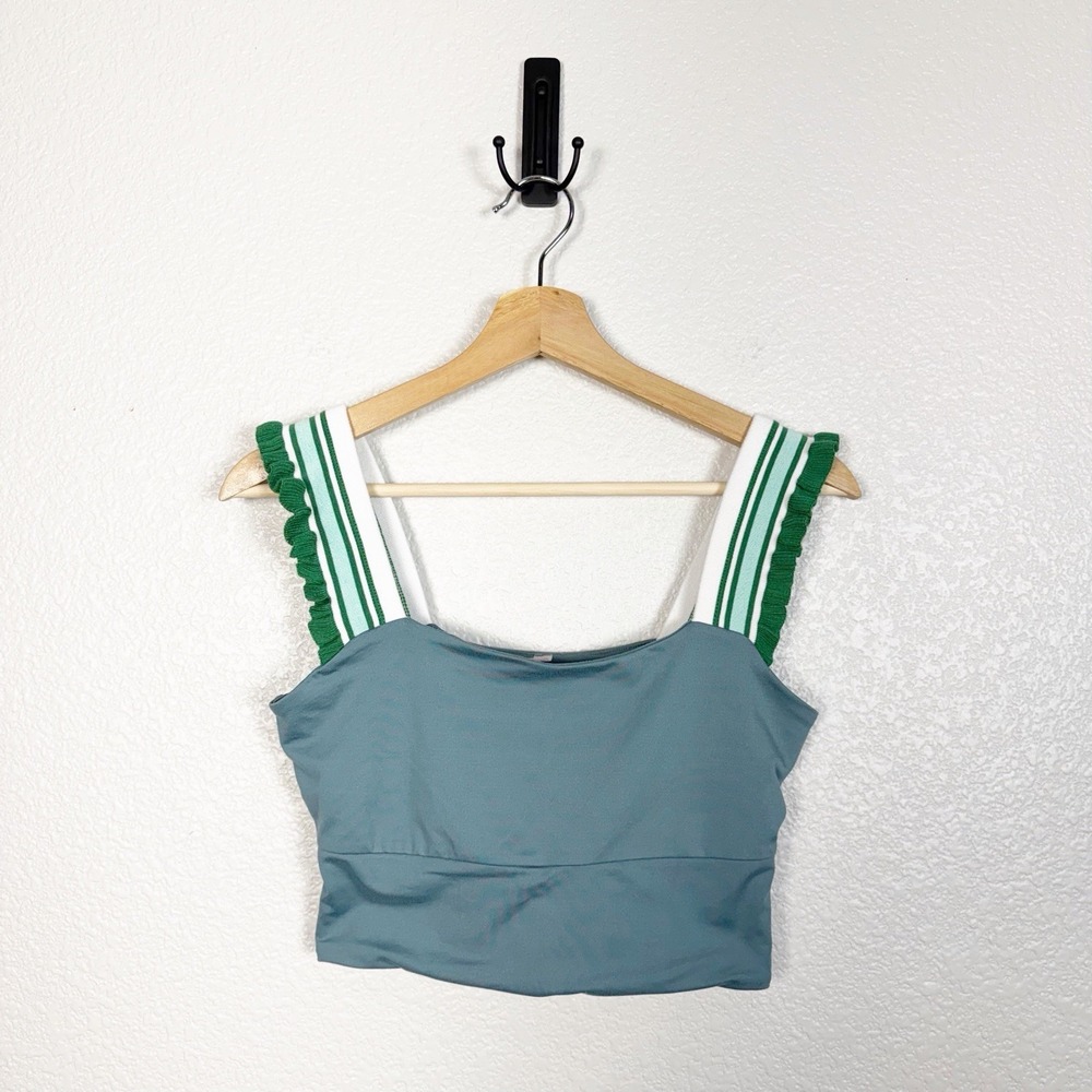 Free People Movement Time Out Tank Size M Summer Storm Ruffle Strap Crop Bra Top